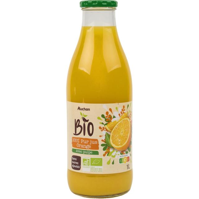 3596710535842 - Auchan BIO - Pur jus d'orange bio avec pulpe sans sucres ajoutés