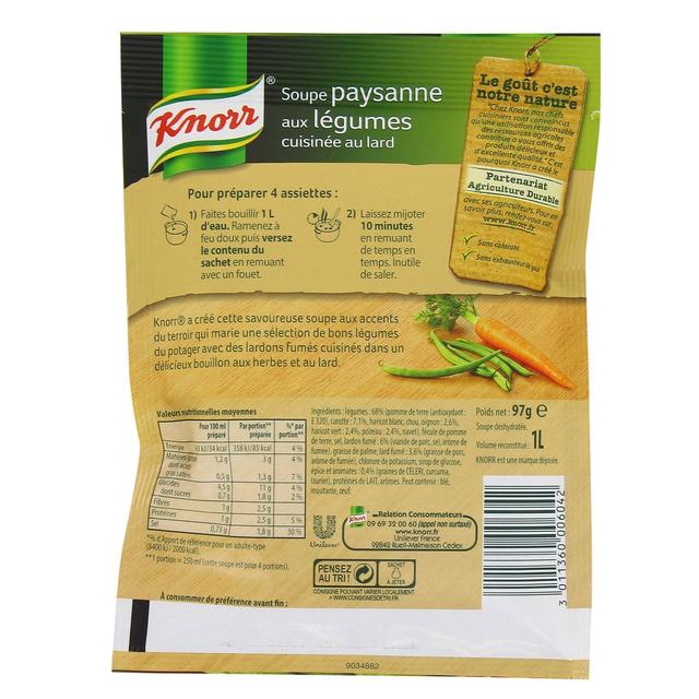 3011360006042 - Knorr - Soupe Paysanne aux Légumes Cuisinés au lard déshydratée