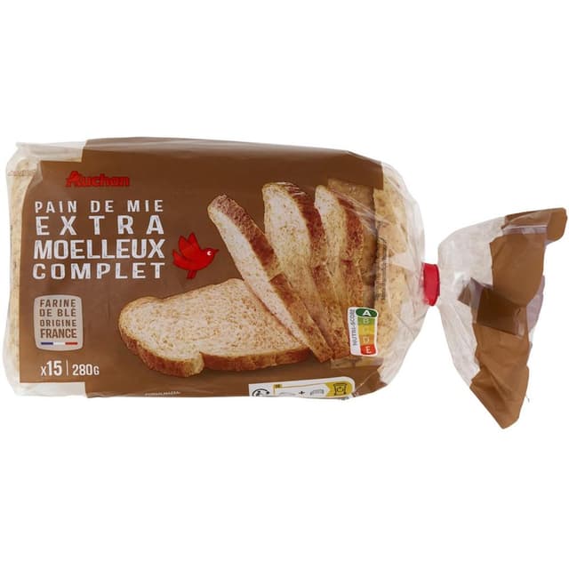 3596710446742 - Auchan - Pain de mie complet avec croûte extra moelleux