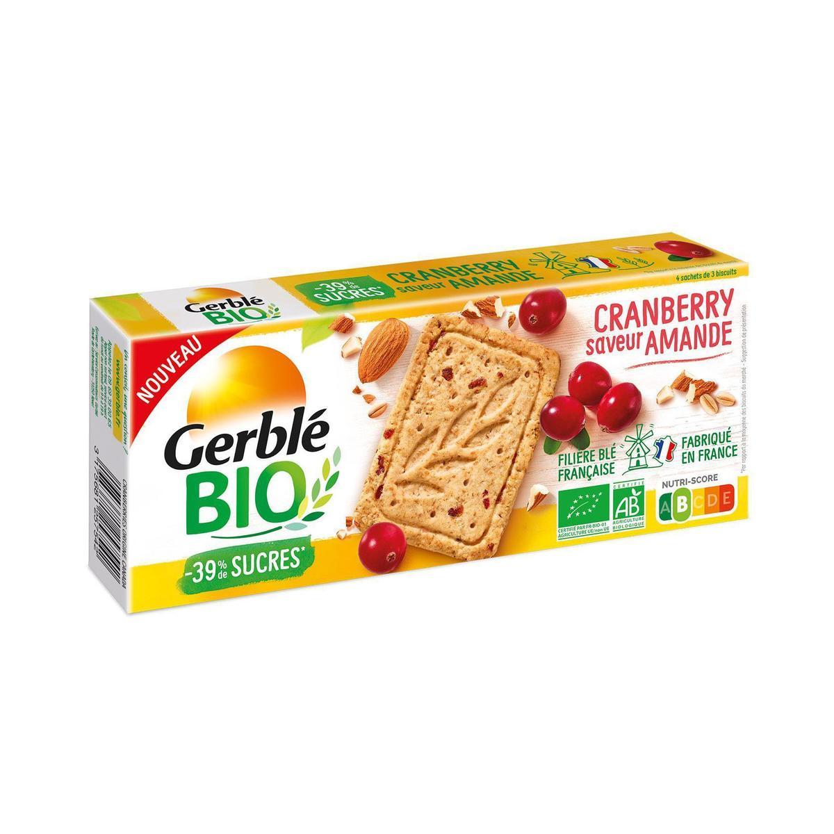 3175681257542 - Gerblé Bio - 12 Sablés Amande Cranberry Bio -39% de sucres en moins