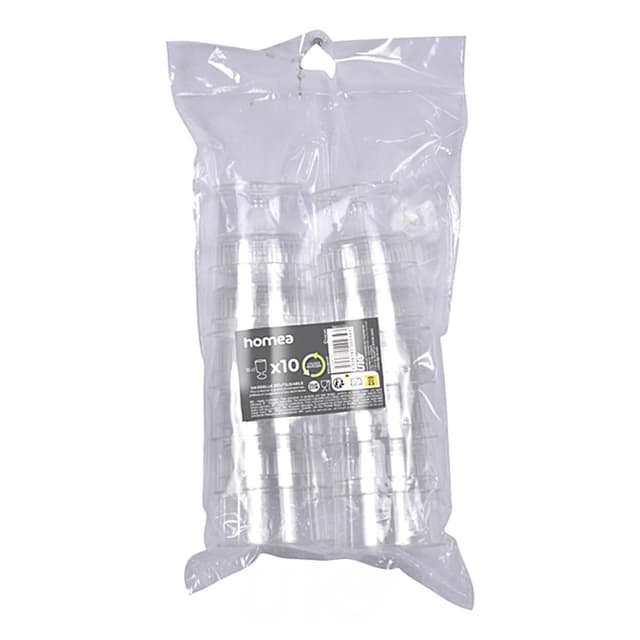 3526781202343 - Homea - Verres a pied en plastique reutilisable 15cl transparent
