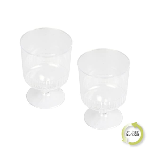3526781202343 - Homea - Verres a pied en plastique reutilisable 15cl transparent