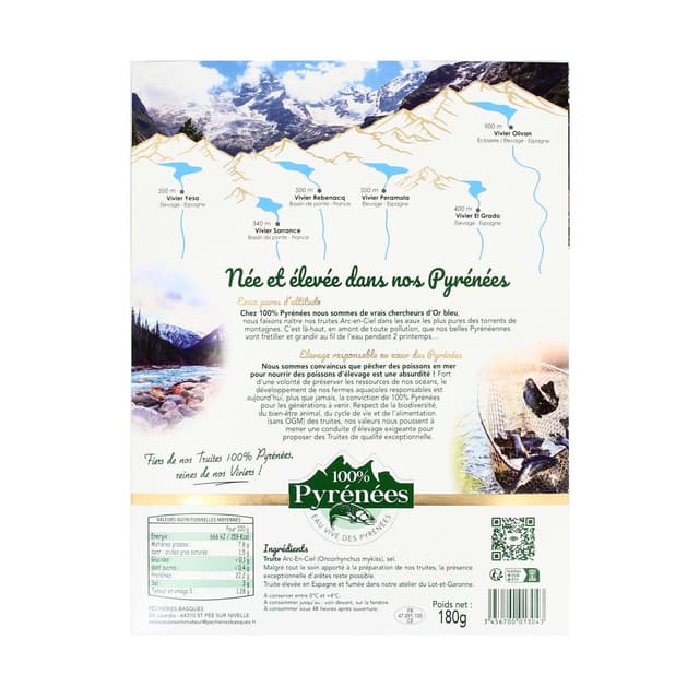 3456700013043 - Pecheries Basques - Truite fumée des Pyrenées, 180g