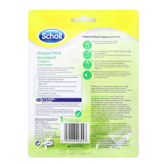 3059948003243 - Scholl - Masque Pieds Nourrissant Aloe Vera 1 paire 