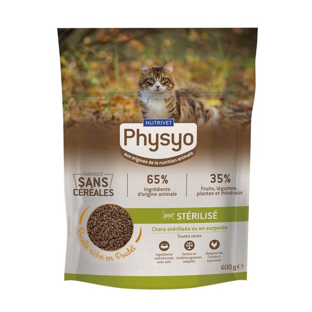 3760080533443 - Physyo by Nutrivet - Croquettes Poulet sans Céréales pour Chat Adulte Sterilisé