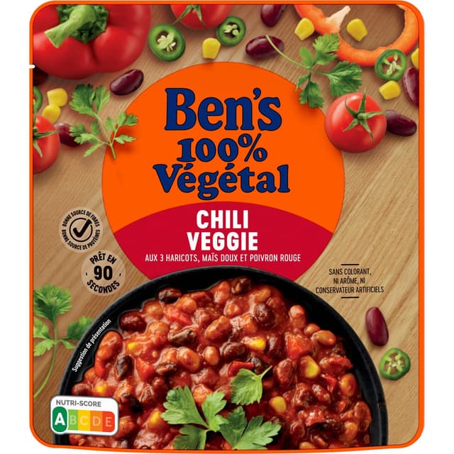 5010034013643 - Ben's Original - Chili Veggie - 3 Haricots, Maïs Doux et Poivron rouge 100% Végétal