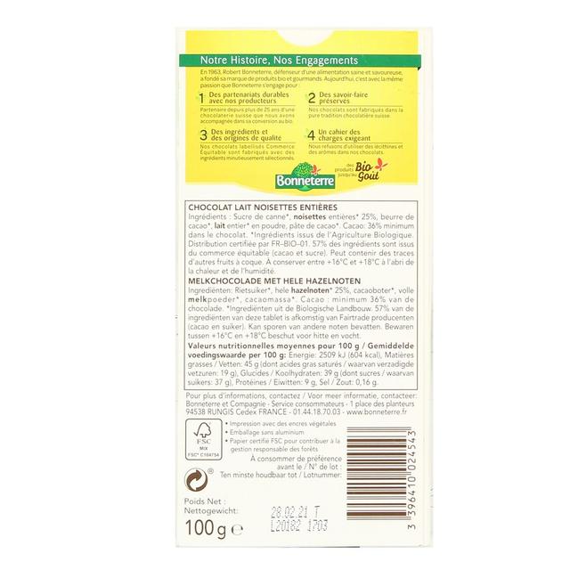3396410024543 - Bonneterre - Chocolat Lait Noisette bio