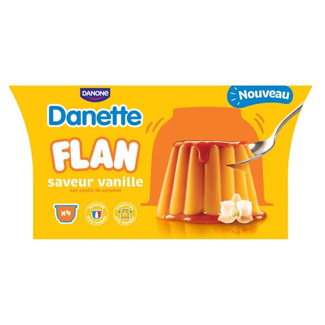 3033492135643 - Danette - Flan Saveur Vanille sur Coulis de Caramel 