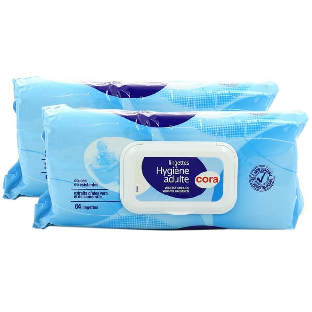 2050000380044 - Cora - Lingettes papier toilette pour adulte à l'extrait d'aloé vera et de camomille