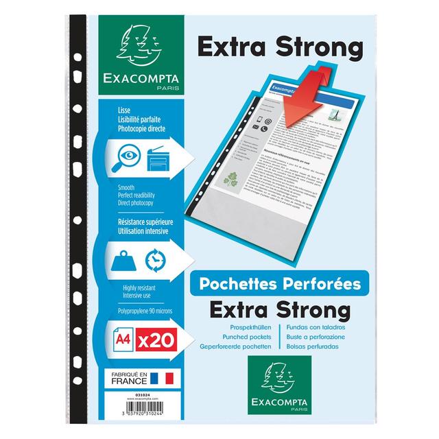 3037920310244 - Exacompta - Pochettes transparentes perforées A4 21x29,7 cm