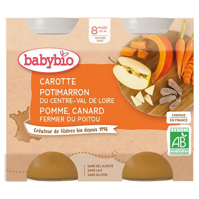 3288131510644 - Babybio - Menu Du Jour - Carotte, potimarron, pomme et canard fermier du Poitou bio dès 8 mois