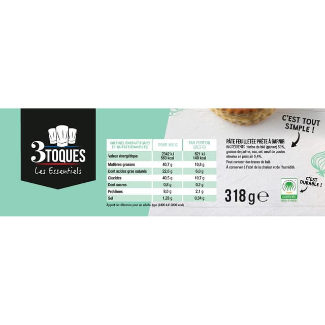 3162150030744 - Les 3 Toques - 12 Bouchées Feuilletées à garnir