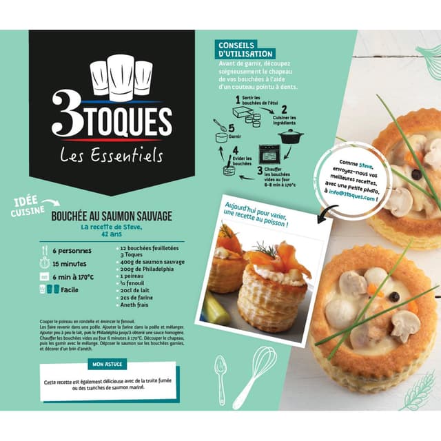 3162150030744 - Les 3 Toques - 12 Bouchées Feuilletées à garnir