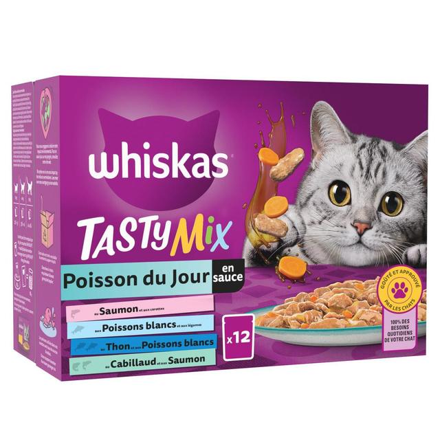 4770608262044 - Whiskas - Sachets en sauce Tasty Mix Poisson du Jour 4 variétés pour chat adulte