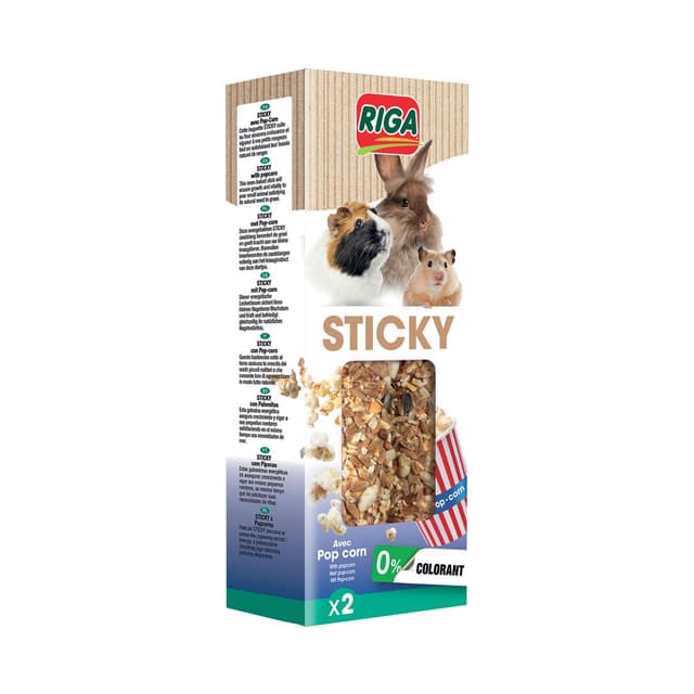 3166780740745 - Riga Sticky - Baguettes au Pop Corn pour rongeurs 2x47,5g