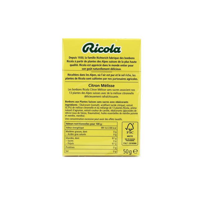 7610700015445 - Ricola - Bonbons aux plantes suisses sans sucre citron mélisse