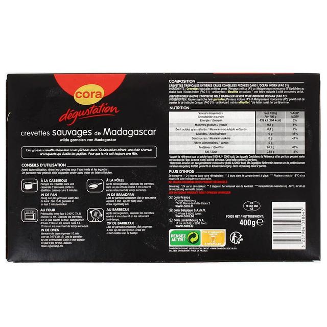 3257984018645 - Cora Dégustation - Crevettes sauvages de Madagascar crues 16/24 pièces