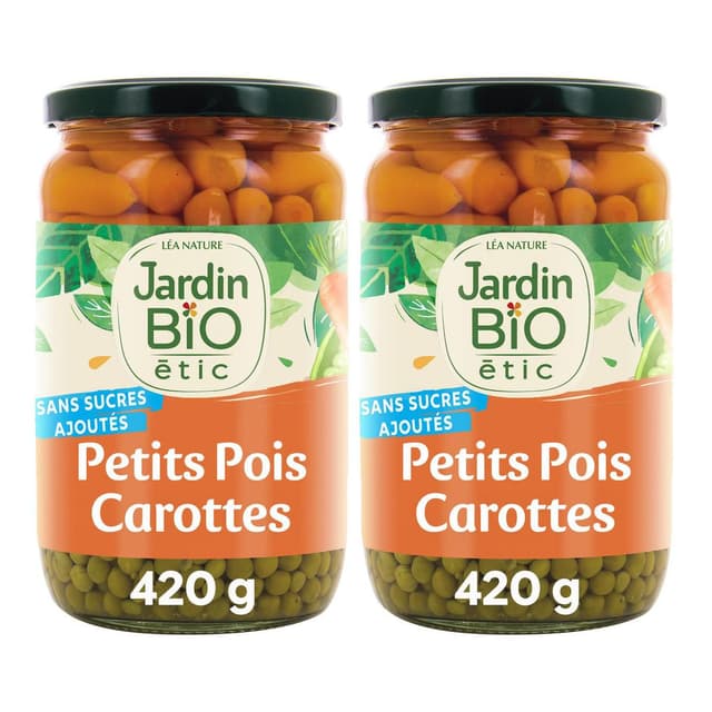 2050000418945 - Jardin Bio Etic - Petits Pois Très Fins et  Jeunes Carottes Bio sans sucres ajoutés