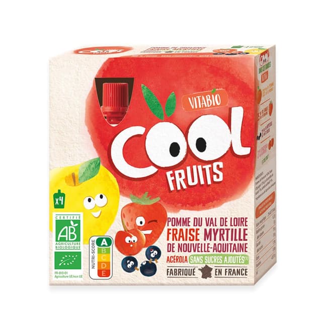 3288132600146 - Vitabio - Cool Fruits - Pomme, Fraise, Myrtille, Acerola Bio - Purée de Fruits