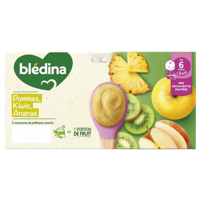 3041091400246 - Blédina - Pommes, Kiwis, Ananas Coupelle Bébé Dès 8 mois