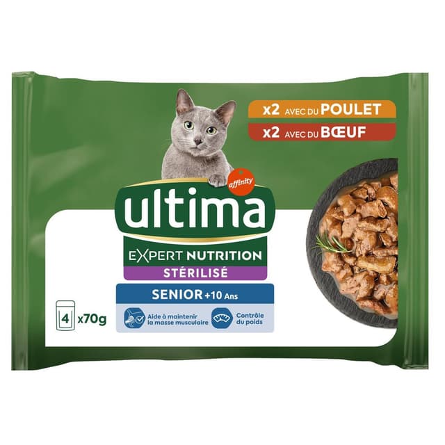 8410650590646 - Affinity - Ultima - Sachet Poulet Boeuf Bien être digestif pour chat senior stérilisé