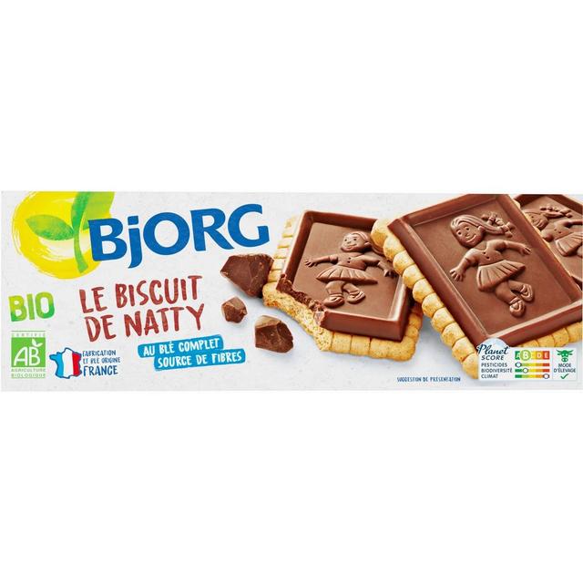 3229820112046 - Bjorg - 12 Biscuits de Natty Bio Petit beurre nappés au chocolat noir