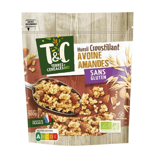 3421557502446 - Terres et Céréales Bio - Muesli Croustillant Avoine Amandes Sans Gluten Bio