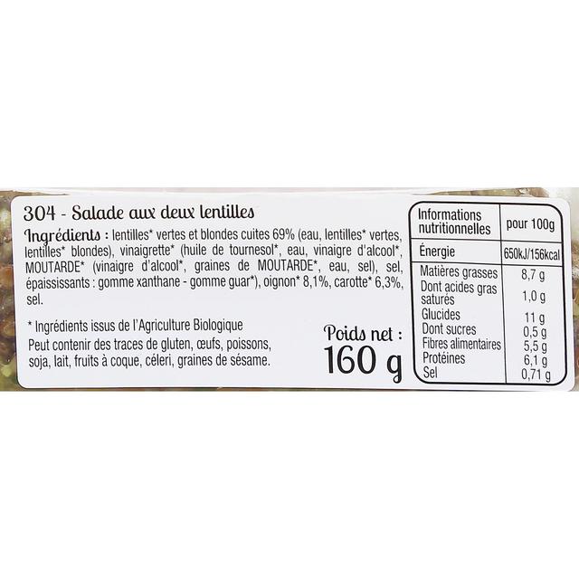 3760018883046 - Carte Nature - Salade aux 2 Lentilles, Bio
