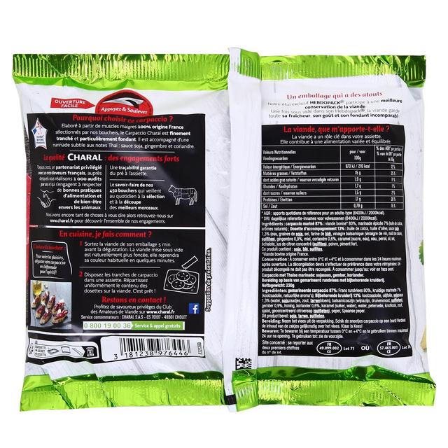 3181238976446 - Charal - Carpaccio de Boeuf Mariné à la Thaï - Sauce Soja, Gingembre et Coriandre