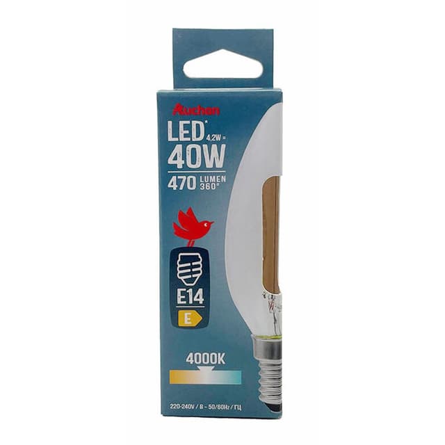 3665257387846 - Auchan - Ampoule E14 - 4,2W Blanc Froid Flamme claire