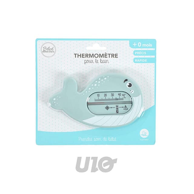 3574380062547 - BEBE DOUCEUR - Thermomètre de Bain pour Bébé Baleine Gris