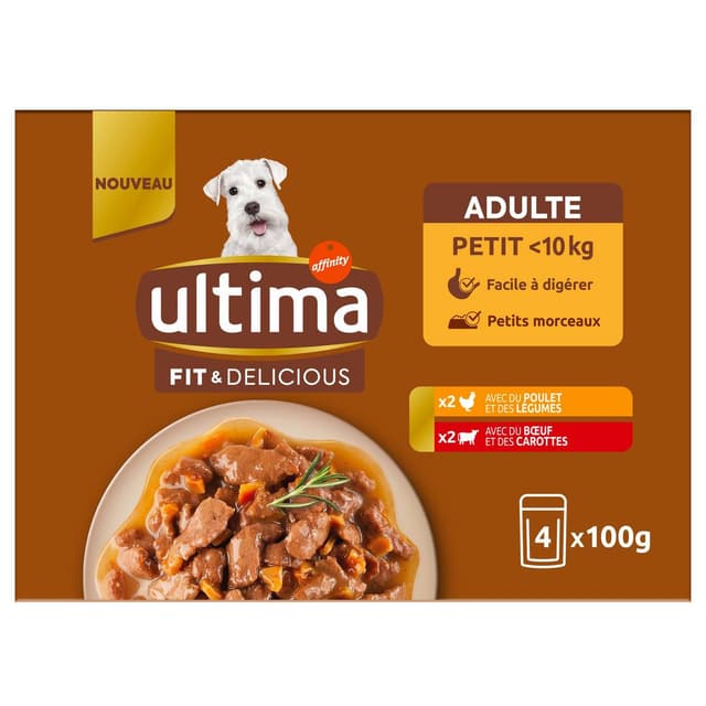 8410650633947 - Affinity - Ultima - Sachet fraicheur en sauce Poulet ou Boeuf pour petit chien adulte