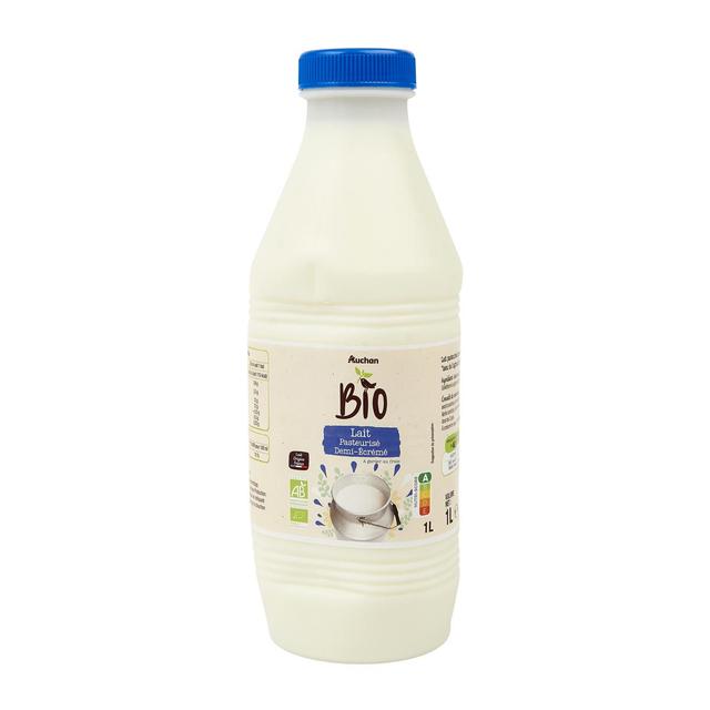3596710526147 - Auchan BIO - Lait pasteurisé demi-écrémé bio