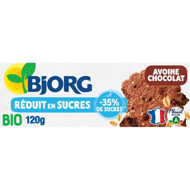 3229820806747 - Bjorg - Biscuits Sablés Avoine Choco Bio -35% de sucres en moins