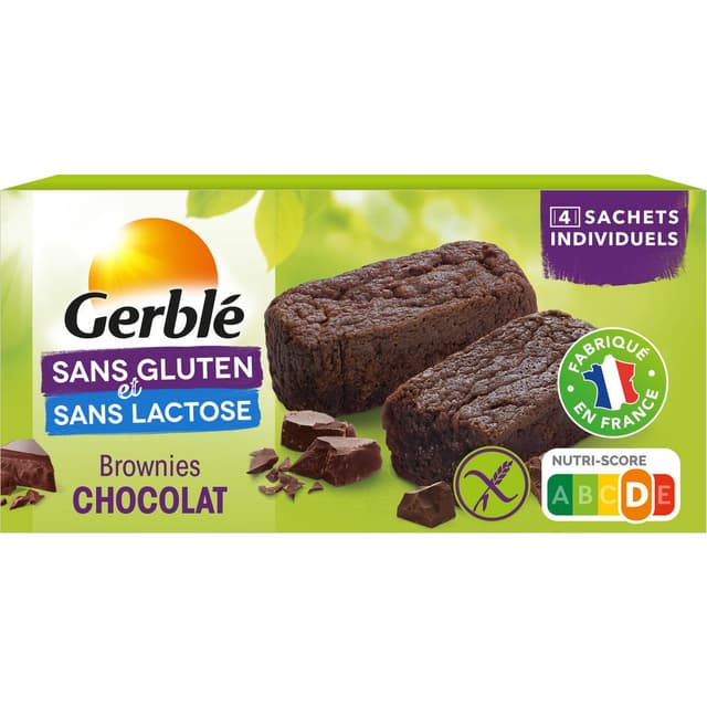3175681158047 - Gerblé Sans Gluten Sans Lactose - 4 Brownies chocolat noisette sans gluten et sans lactose