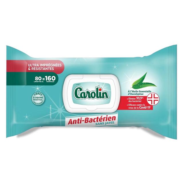 3346020058247 - Carolin - Lingettes Resistantes Anti-Bactérien sans Javel Eucalyptus