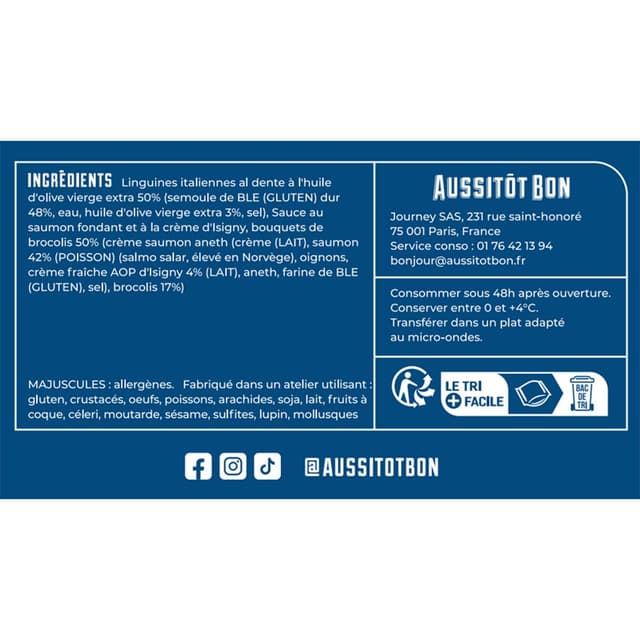 3701565400348 - Aussitôt Bon - Linguine al Salmone à la Crème d'Isigny