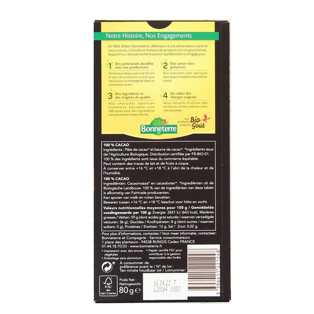 3396411221248 - Bonneterre - Chocolat noir bio 100% cacao