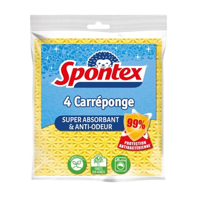 3384122002348 - Spontex - Éponges carrés super-absorbant et anti-odeur