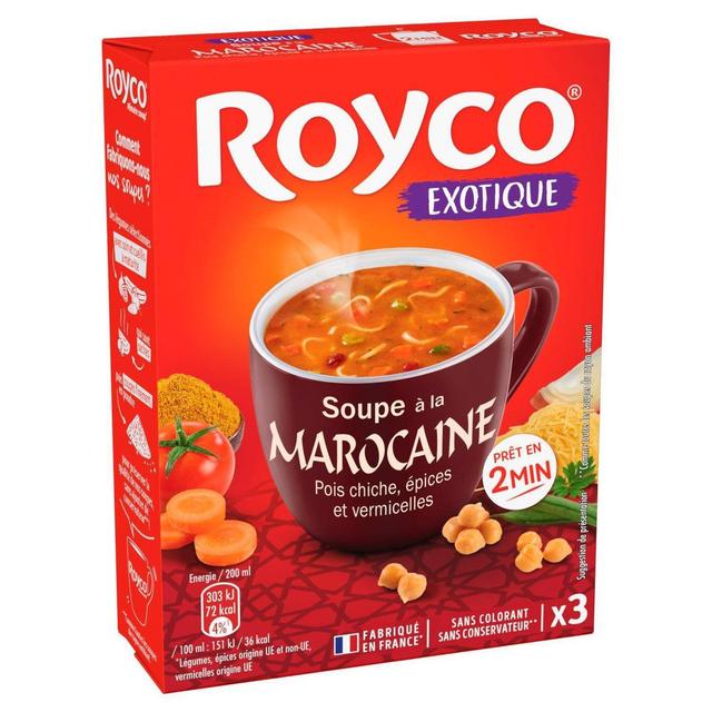 3036815424448 - Royco - Soupe à la Marocaine- Pois Chiches, Epices et Vermicelles - 3 sachets instantanée