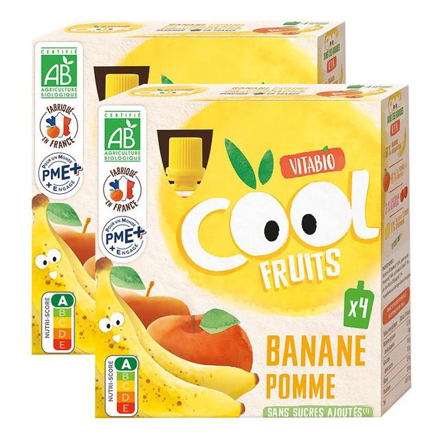 2050000344848 - Vitabio - Cool Fruits - Gourdes Banane, Pomme, Acerola BIO - Purée de Fruits