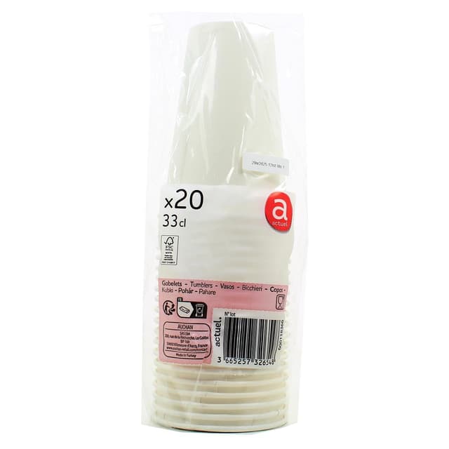 3665257326548 - ACTUEL - Gobelet carton 33cl blanc