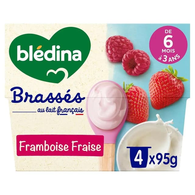 3041092046948 - Blédina - Les Brassés - Dessert Lacté Fraise Framboise Coupelle Bébé dès 6 mois