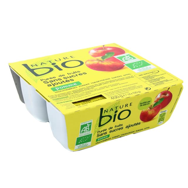 3257983720549 - Nature Bio - Purée de pomme bio sans sucres ajoutés