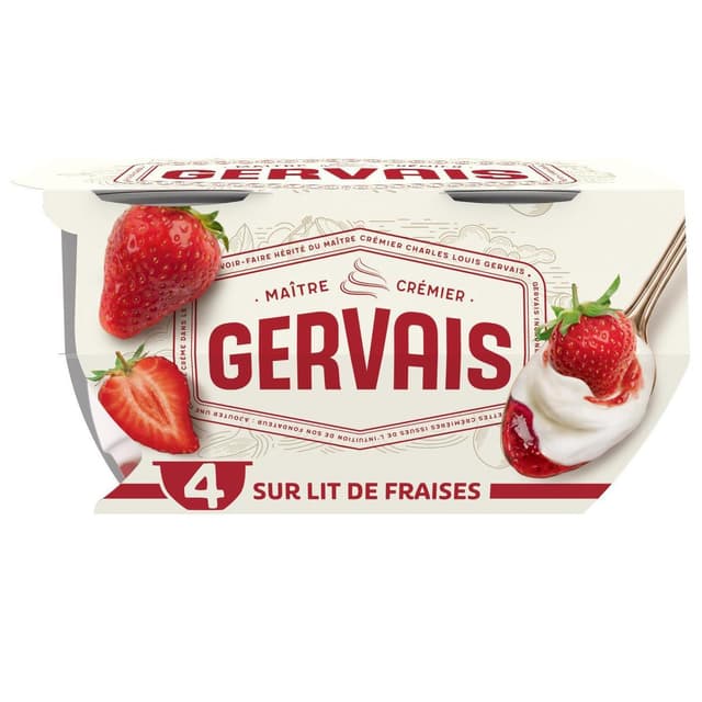 3033491924149 - Charles Gervais de Danone - Yaourt Nature sur lit de Fraise