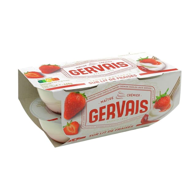 3033491924149 - Charles Gervais de Danone - Yaourt Nature sur lit de Fraise