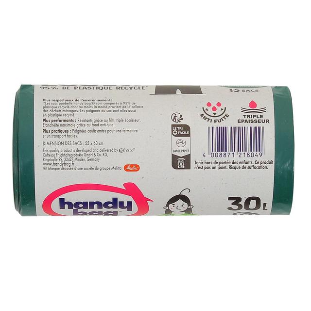 4008871218049 - Handy Bag - Sac poubelle recyclé avec poignée 30L