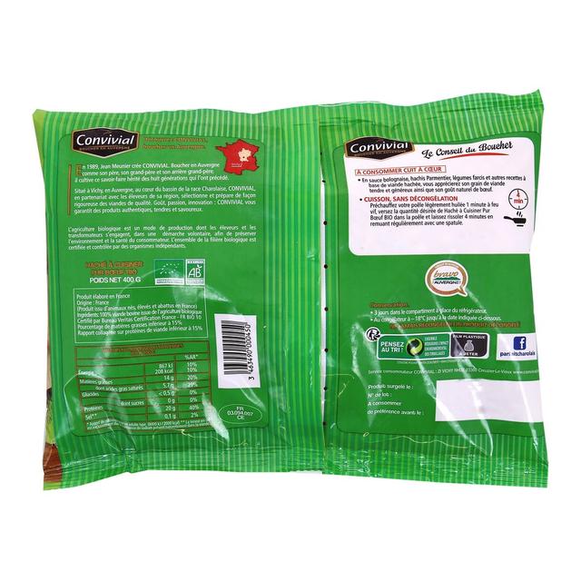 3463490000450 - Convivial - Haché de boeuf Bio 15%mg