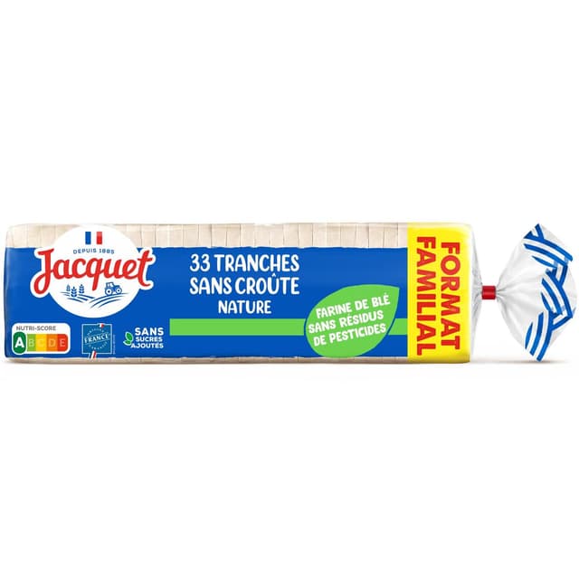 3029330071150 - Jacquet - Pain de Mie Nature Sans Croûte ni Sucres Ajoutés