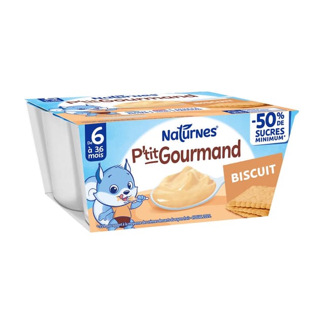 8445291571150 - Naturnes® - P'tit Gourmand - Dessert Lacté Biscuit Coupelle Bébé Dès 6 mois
